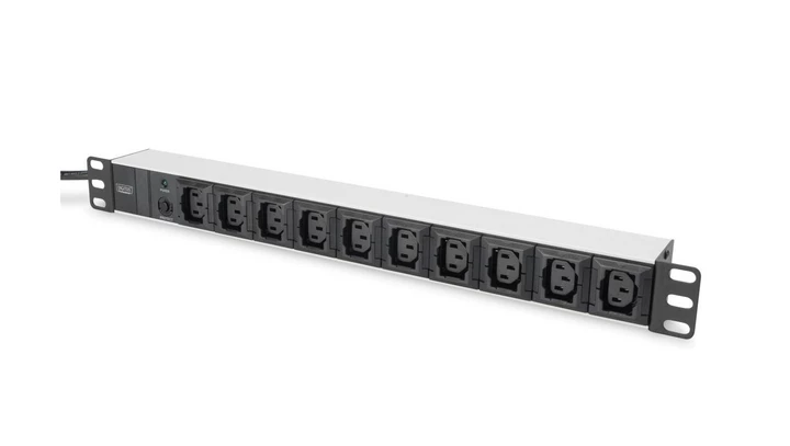 Listwa zasilająca PDU 19 Rack 10x gniazdo C13 2m 1x wtyk C14 10A zab. przeciążeniowe DN-95404