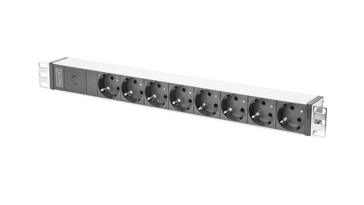 Listwa zasilająca PDU 19 Rack 8x gniazdo schuko 2m 1x wtyk C14 10A aluminiowa DN-95410