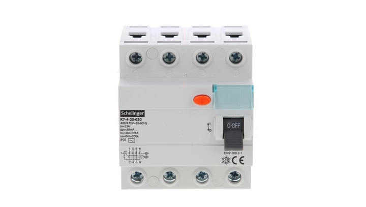 WYŁĄCZNIK RÓŻNICOWOPRĄDOWY AC 4P 25A 30mA SCHELINGER A03-K7-4-25-030