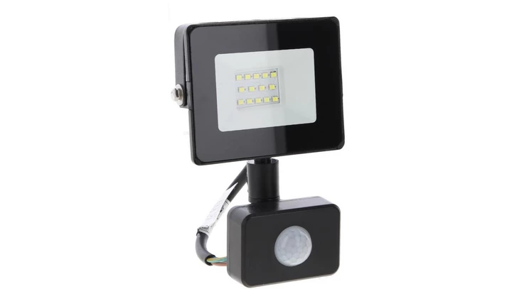 NAŚWIETLACZ LED SMD KASTEL 10W 6000K 850LM IP65 CZARNY CZ. PIR