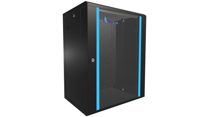 Szafa rack montowana na ścianie Extralink 15U 600x450 Czarna