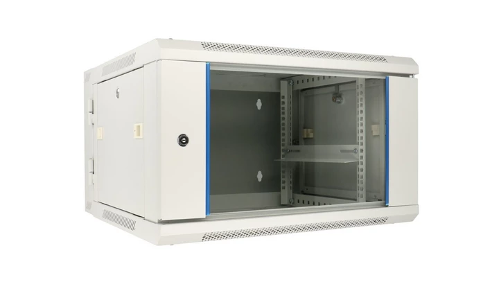 Szafa rack montowana na ścianie, dwusekcyjna Extralink 6U 600x600 AZH Szara