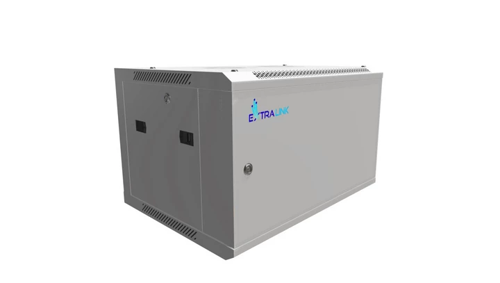 Szafa rack montowana na ścianie, drzwi blaszane pełne Extralink 6U 600x450 ASP Szara