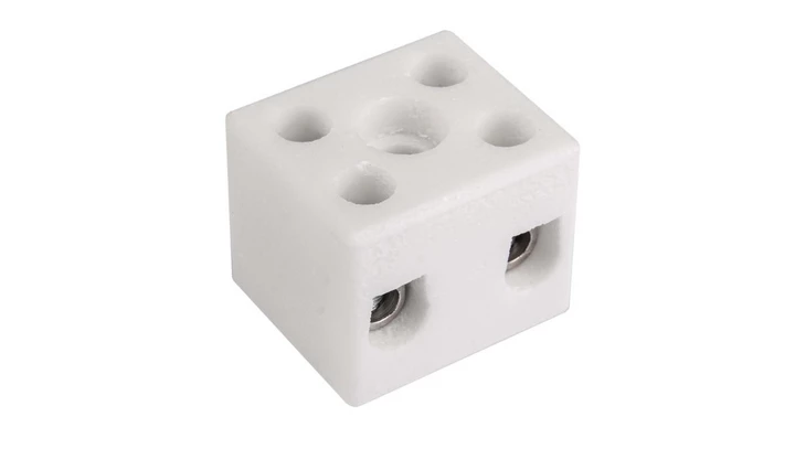 Złączka gwintowa porcelanowa 6mm² 2 tory biała z 1 otworem montażowym CPO-10A-2P 80013516 /20szt./