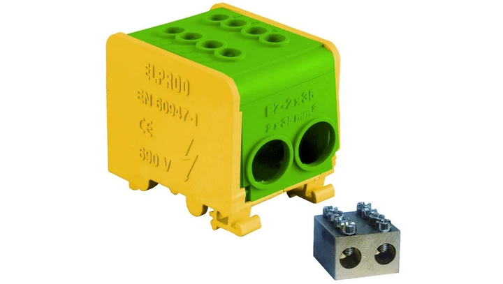 Odgałęźnik instalacyjny 1-torowy (2x35mm² 2x35mm²) LZ1*35/35 mocowanie na TS 35, żółto-zielony 84169009