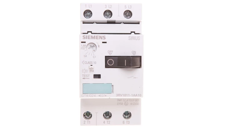 Wyłącznik silnikowy 3P 0,55kW 1,1-1,6A S00 3RV1011-1AA10