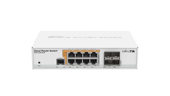 Switch 8x RJ45 1000Mb/s, 4x SFP MikroTik CRS112-8P-4S-IN