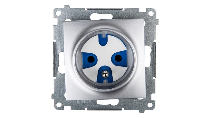 Simon 54 Gniazdo pojedyncze DATA z/u IP20 z kluczem uprawniającym srebrny mat DGD1.01/43