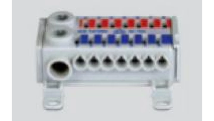 Blok rozdzielczy CU ECB 2-polowy 2x25mm2 , 2x (7x4mm2) czerwony/niebieski KS741RN