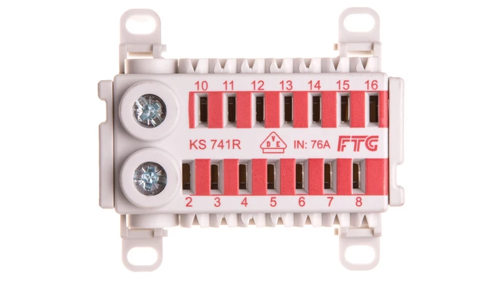 Blok rozdzielczy CU ECB 1 -polowy 2x25mm2, 14x4mm2 , czerwony KS741R