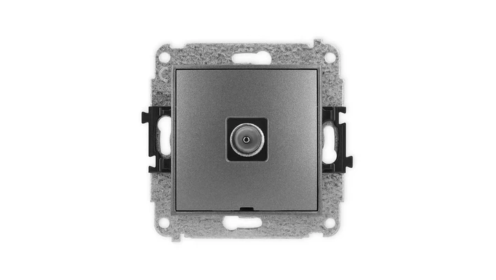 ICON Mechanizm gniazda antenowego pojedynczego TV, bez pola opisowego grafitowy 11IGTVBO-1