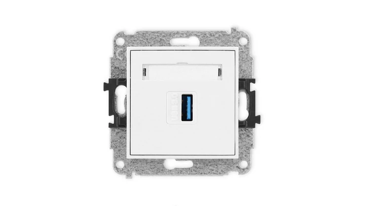 ICON Mechamizm gniazda pojedynczego USB A-A 3.0 biały mat 25IGUSB-5