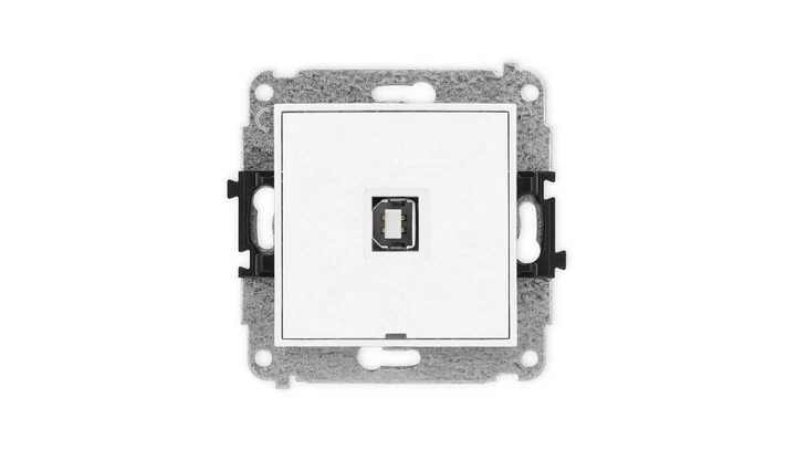 ICON Mechanizm gniazda pojedynczego USB A-B 2.0, bez pola opisowego biały IGUSBBO-3