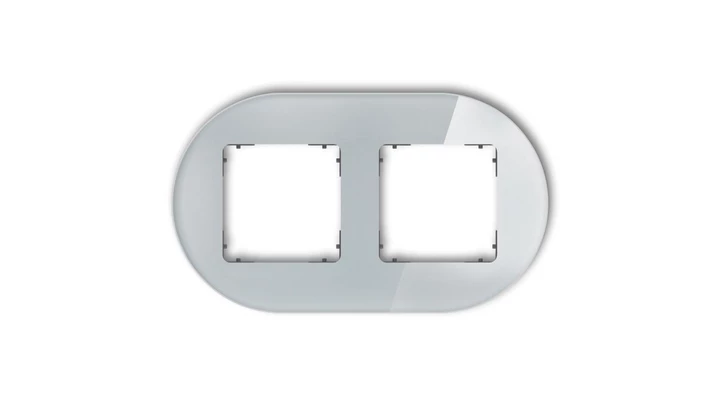 ICON Ramka uniwersalna podwójna okrągła - efekt szkła (ramka: szara spód: grafitowy mat) 15-28-IRSO-2