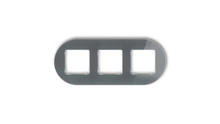 ICON Ramka uniwersalna potrójna okrągła - efekt szkła (ramka: grafitowa spód: biały) 28-0-IRSO-3