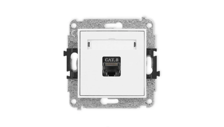 ICON Mechanizm gniazda komputerowego pojedynczego 1xRJ45, kat. 8, ekranowane, 8-stykowy biały IGK-11