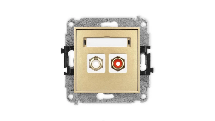 ICON Mechanizm gniazda podwójnego RCA (typu cinch - biały i czerwony, pozłacany) złoty 29IGRCA-2