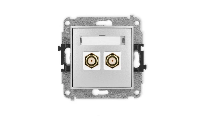 ICON Mechanizm gniazda antenowego podwójnego typu F (SAT) pozłacany srebrny metalik 7IGF-2.1