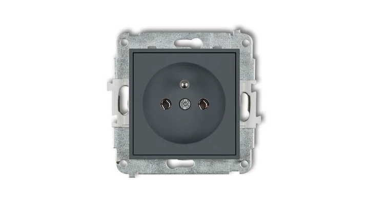 ICON Mechanizm gniazda pojedynczego z uziemieniem 2P+Z (bez przesłon torów prądowych) grafitowy mat 28IGP-1z
