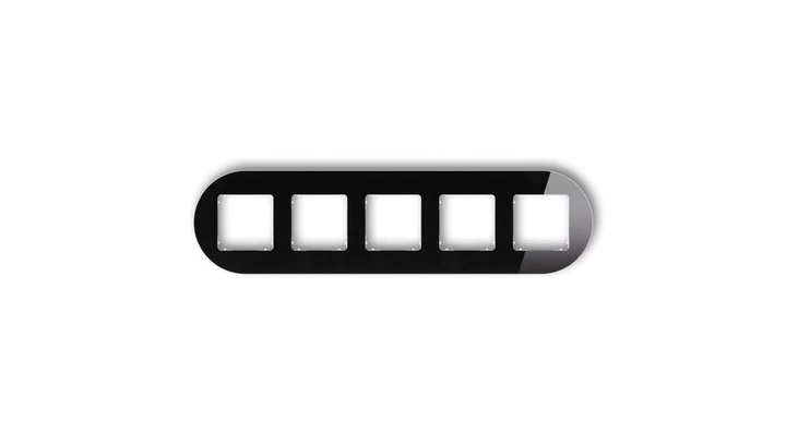 ICON Ramka uniwersalna pięciokrotna okrągła - efekt szkła (ramka: czarna spód: biały) 12-0-IRSO-5