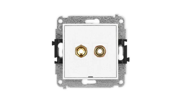 ICON Mechanizm gniazda głośnikowego poj., bez pola opisu (banan - czerwony i czarny, pozłacany, 4 mm2, skręcany) biały IGGBO-4