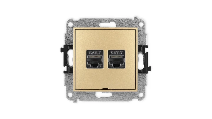 ICON Mechanizm gniazda komputerowego podwójnego 2xRJ45, kat. 7, ekranowane, 8-stykowy, bez pola opisowego złoty 29IGKBO-10