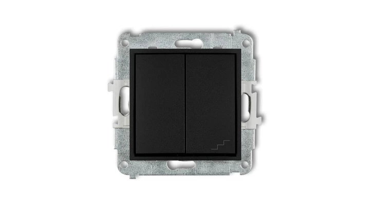 ICON Mechanizm łącznika jednobiegunowego ze schodowym (osobne zasilanie) czarny mat 12IWP-10.2