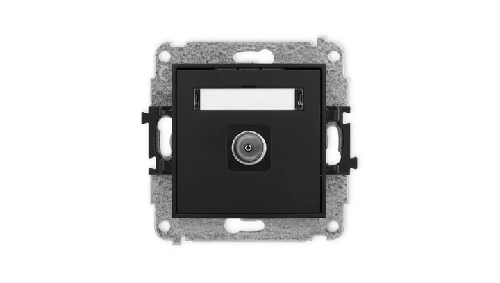 ICON Mechanizm gniazda antenowego pojedynczego TV czarny mat 12IGTV-1