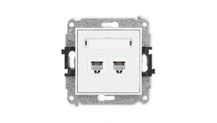 ICON Mechanizm gniazda telefonicznego podwójnego 2xRJ11, 4-stykowy, beznarzędziowe biały mat 25IGT-2