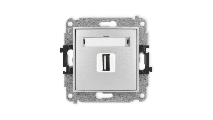 ICON Mechanizm gniazda pojedynczego USB A-A 2.0 srebrny metalik 7IGUSB-1