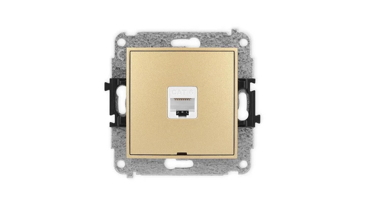 ICON Mechanizm gniazda komputerowego pojedynczego 1xRJ45, kat. 6, 8-stykowy, bez pola opisowego złoty 29IGKBO-3