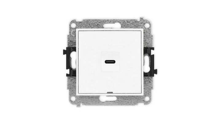 ICON Mechanizm gniazda pojedynczego 1xUSB C-C, bez pola opisowego biały IGUSBBO-7