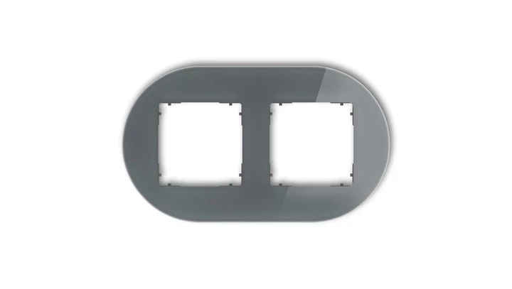 ICON Ramka uniwersalna podwójna okrągła - efekt szkła (ramka: grafitowa spód: grafitowy mat) 28-28-IRSO-2