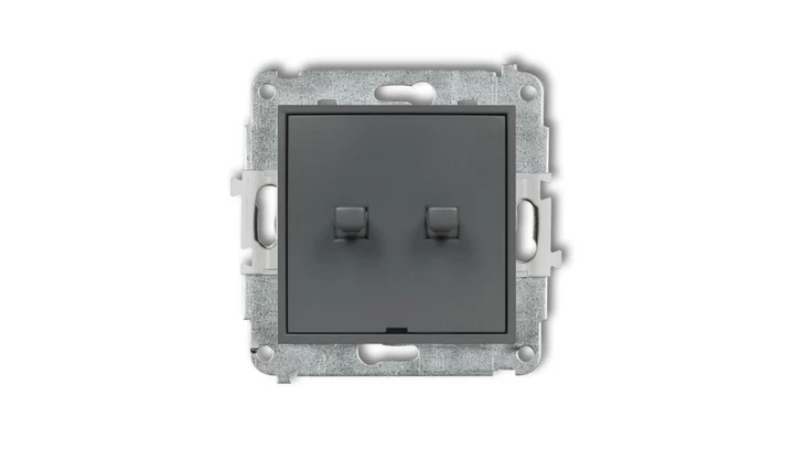 ICON Mechanizm łącznika zwiernego dwubiegunowego styl amerykański (2 klawisze bez pikt. osobne zas.) grafitowy mat 28IWPUS-44.2