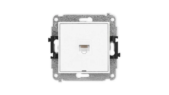 ICON Mechanizm gniazda komputerowego pojedynczego 1xRJ45, kat. 5e, 8-stykowy, bez pola opisowego biały IGKBO-1
