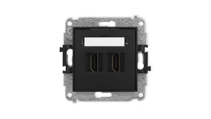 ICON Mechanizm gniazda podwójnego HDMI 2.0 czarny mat 12IHDMI-4