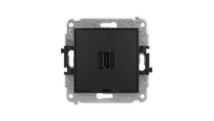 ICON Mechanizm gniazda pojedynczego HDMI 2.0, bez pola opisowego czarny mat 12IHDMIBO-3
