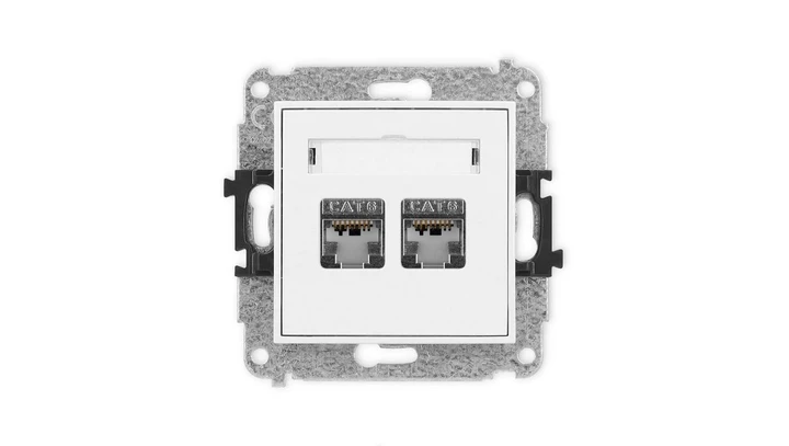 ICON Mechanizm gniazda komputerowego podwójnego 2xRJ45, kat. 6, ekranowane, 8-stykowy biały IGK-6
