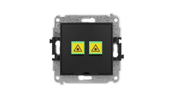 ICON Mechanizm gniazda światłowodowego/optycznego podwójnego, bez pola opisowego czarny mat 12IGOPBO-2