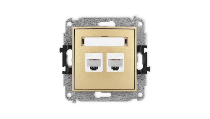ICON Mechanizm gniazda komputerowego podwójnego 2xRJ45, kat. 6A, 8-stykowy złoty 29IGK-8