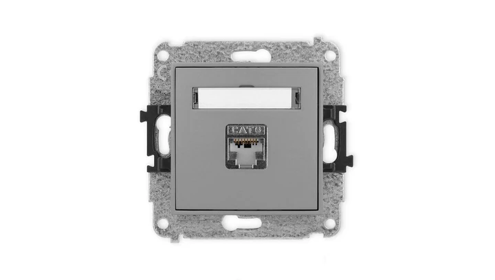 ICON Mechanizm gniazda komputerowego pojedynczego 1xRJ45, kat. 5e, ekranowane, 8-stykowy szary mat 27IGK-1e