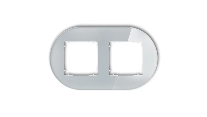 ICON Ramka uniwersalna podwójna okrągła - efekt szkła (ramka: szara spód: biały) 15-0-IRSO-2