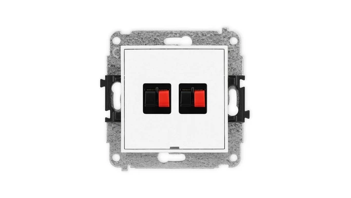 ICON Mechanizm gniazda głośnikowego podwójnego, bez pola opisowego biały mat 25IGGBO-2
