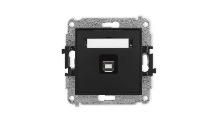 ICON Mechanizm gniazda pojedynczego USB A-B 2.0 czarny mat 12IGUSB-3