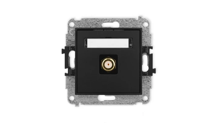 ICON Mechanizm gniazda antenowego pojedynczego typu F (SAT) pozłacany czarny mat 12IGF-1.1