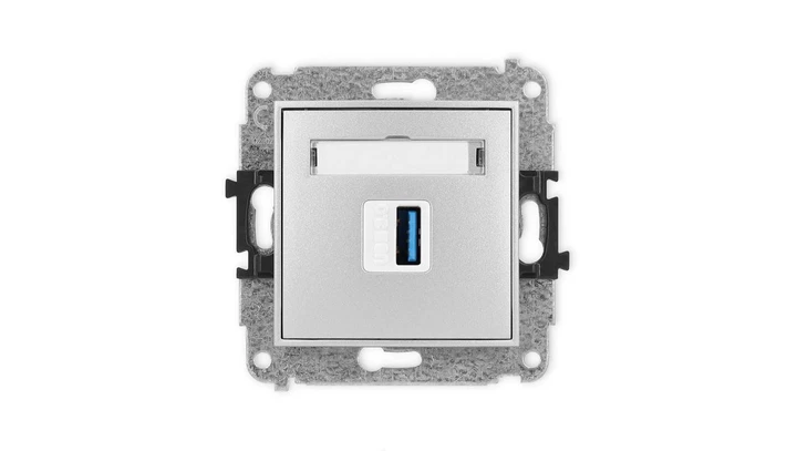 ICON Mechamizm gniazda pojedynczego USB A-A 3.0 srebrny metalik 7IGUSB-5