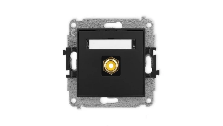 ICON Mechanizm gniazda pojedynczego RCA (typu cinch - żółty, pozłacany) czarny mat 12IGRCA-1