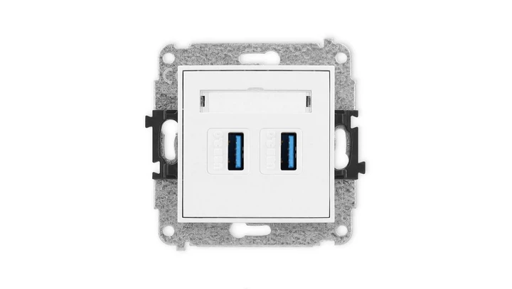 ICON Mechanizm gniazda podwójnego 2xUSB A-A 3.0 biały IGUSB-6