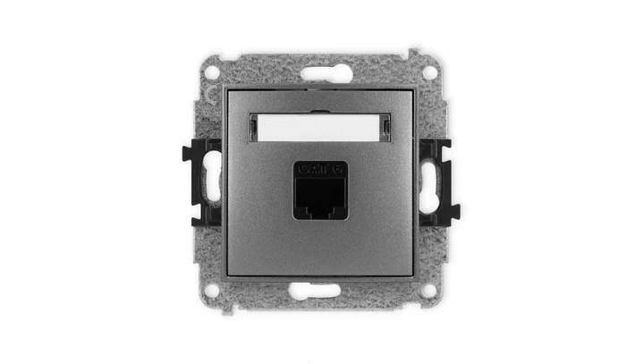 ICON Mechanizm gniazda komputerowego pojedynczego 1xRJ45, kat. 6, 8-stykowy grafitowy 11IGK-3