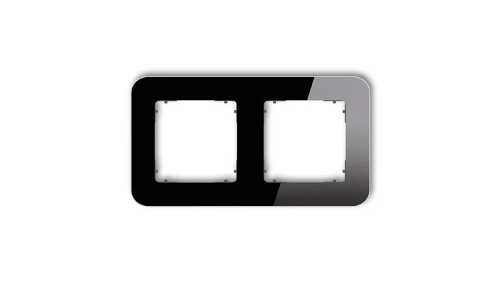 ICON Ramka uniwersalna podwójna zaokrąglona - efekt szkła (ramka: czarna spód: grafitowy mat) 12-28-IRSZ-2